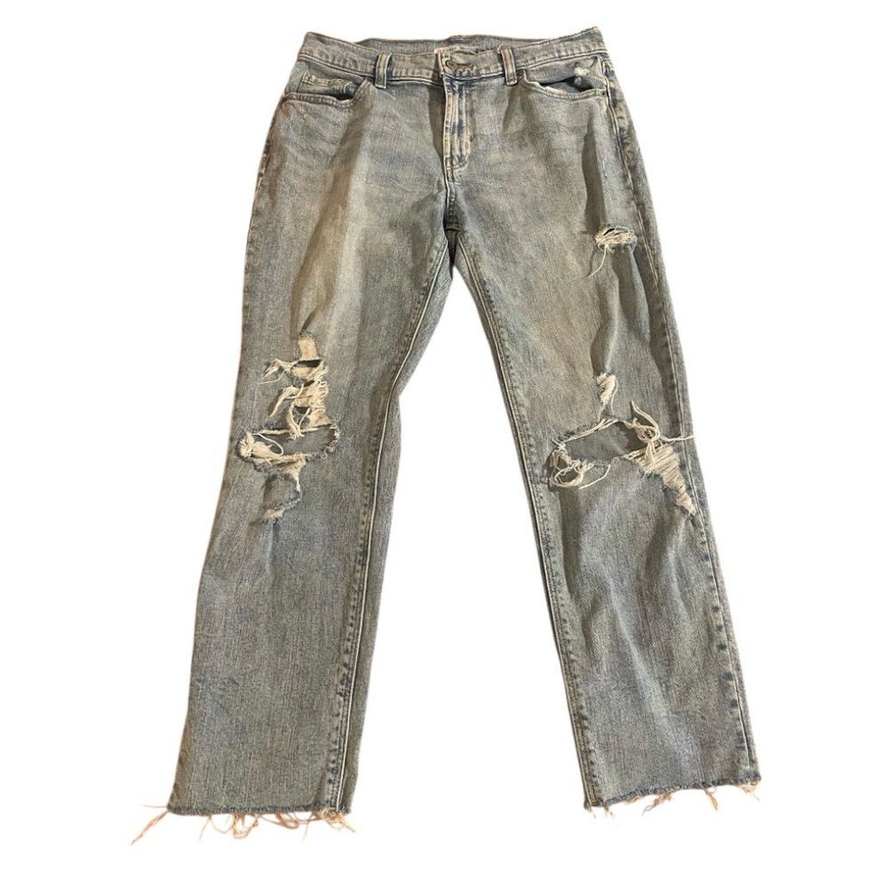 Old Navy Denim Straight Jeans with Distressed Hem